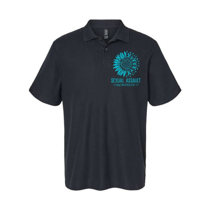 In April We Wear Teal Sexual Assault Awareness Month Softstyle Adult Sport Polo