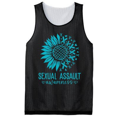 In April We Wear Teal Sexual Assault Awareness Month Mesh Reversible Basketball Jersey Tank