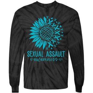 In April We Wear Teal Sexual Assault Awareness Month Tie-Dye Long Sleeve Shirt