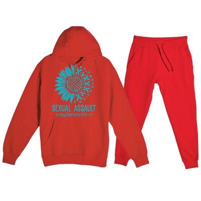 In April We Wear Teal Sexual Assault Awareness Month Premium Hooded Sweatsuit Set