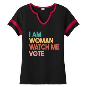 I Am Woman Watch Me Vote Ladies Halftime Notch Neck Tee