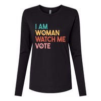 I Am Woman Watch Me Vote Womens Cotton Relaxed Long Sleeve T-Shirt