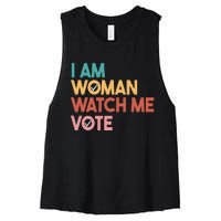 I Am Woman Watch Me Vote Women's Racerback Cropped Tank