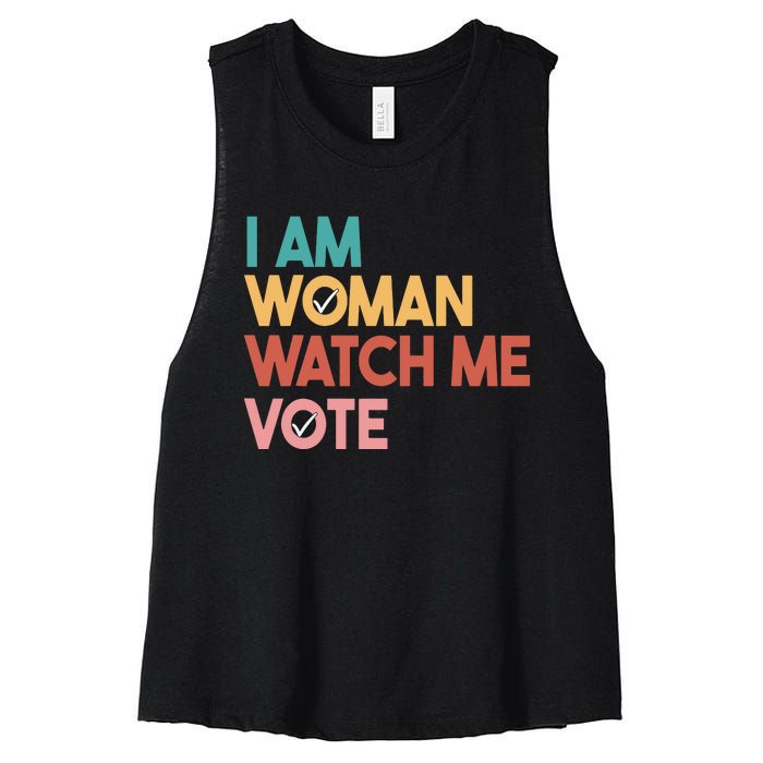 I Am Woman Watch Me Vote Women's Racerback Cropped Tank