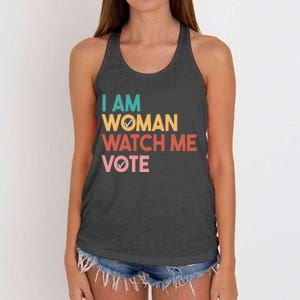 I Am Woman Watch Me Vote Women's Knotted Racerback Tank