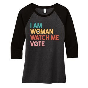 I Am Woman Watch Me Vote Women's Tri-Blend 3/4-Sleeve Raglan Shirt