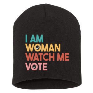 I Am Woman Watch Me Vote Short Acrylic Beanie