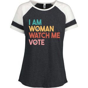 I Am Woman Watch Me Vote Enza Ladies Jersey Colorblock Tee