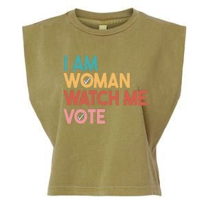 I Am Woman Watch Me Vote Garment-Dyed Women's Muscle Tee