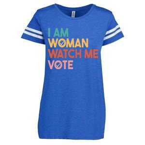 I Am Woman Watch Me Vote Enza Ladies Jersey Football T-Shirt