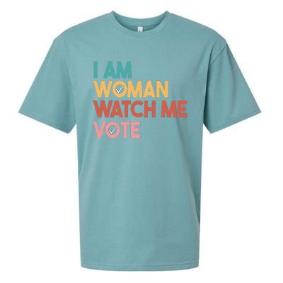 I Am Woman Watch Me Vote Sueded Cloud Jersey T-Shirt