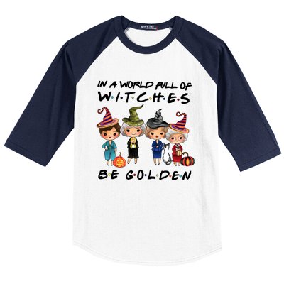 In A World Full Of Witches Be Golden Vintage Funny Halloween Baseball Sleeve Shirt