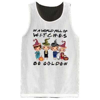 In A World Full Of Witches Be Golden Vintage Funny Halloween Mesh Reversible Basketball Jersey Tank