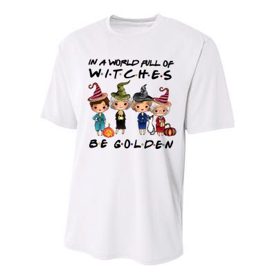 In A World Full Of Witches Be Golden Vintage Funny Halloween Performance Sprint T-Shirt