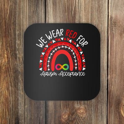 In April We Wear Red Instead Autism Awareness Acceptance Coaster