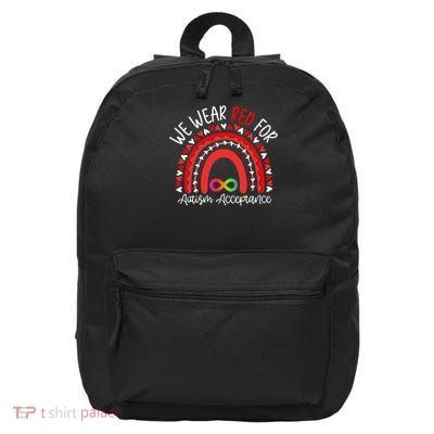 In April We Wear Red Instead Autism Awareness Acceptance 16 in Basic Backpack