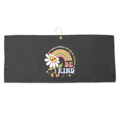 In A World Where You Can Be Anything Be Kind Kindness Large Microfiber Waffle Golf Towel