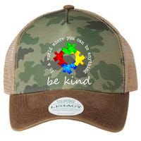 In A World Where You Can Be Anything Be Kind Autism Puzzle Legacy Tie Dye Trucker Hat