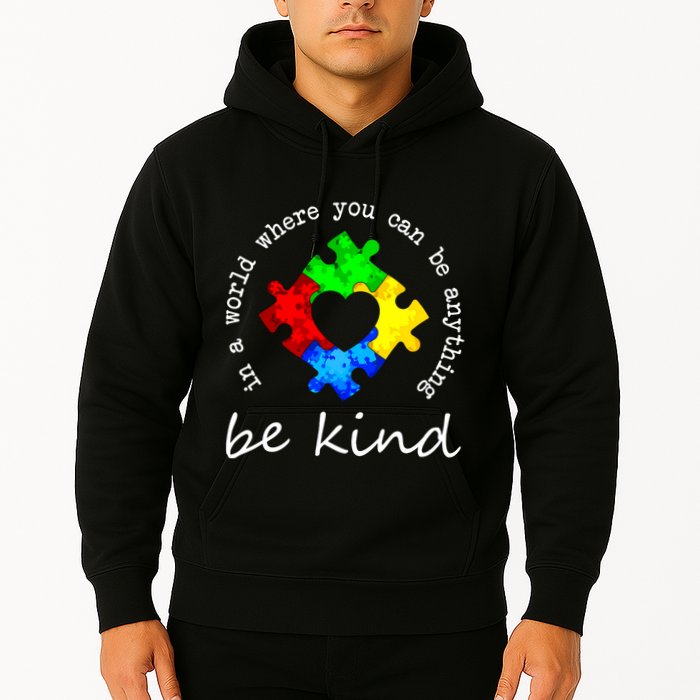 In A World Where You Can Be Anything Be Kind Autism Puzzle Hoodie