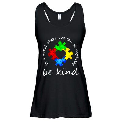 In A World Where You Can Be Anything Be Kind Autism Puzzle Ladies Essential Flowy Tank