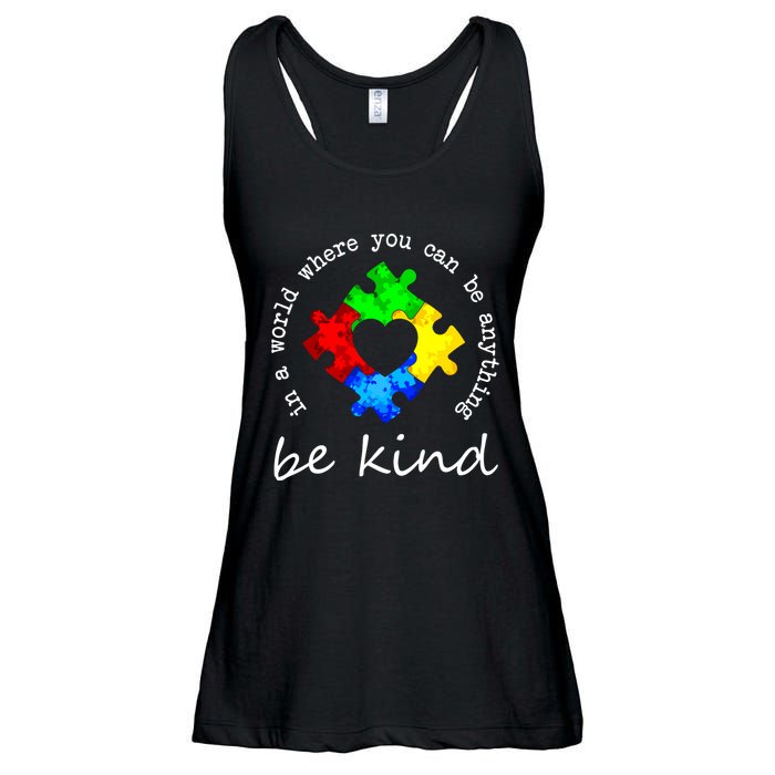 In A World Where You Can Be Anything Be Kind Autism Puzzle Ladies Essential Flowy Tank