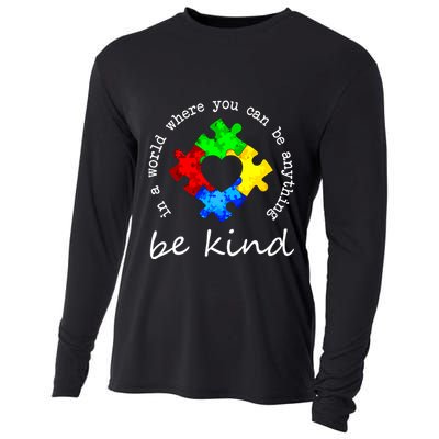 In A World Where You Can Be Anything Be Kind Autism Puzzle Cooling Performance Long Sleeve Crew