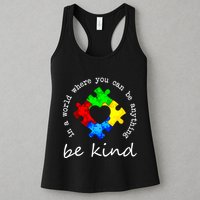 In A World Where You Can Be Anything Be Kind Autism Puzzle Womens Tank Top