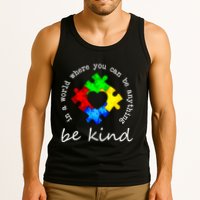 In A World Where You Can Be Anything Be Kind Autism Puzzle Tank Top