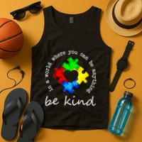 In A World Where You Can Be Anything Be Kind Autism Puzzle Tank Top
