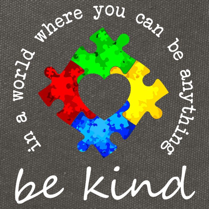 In A World Where You Can Be Anything Be Kind Autism Puzzle Cotton Canvas Backpack