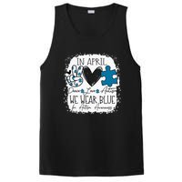 In April We Wear Blue For Autism Awareness Peace Love Autism PosiCharge Competitor Tank