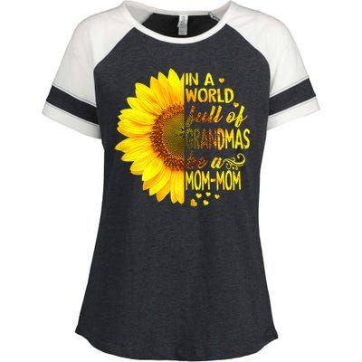 In A World Full Of Grandmas Be Momgiftmom Sunflower Gift Enza Ladies Jersey Colorblock Tee