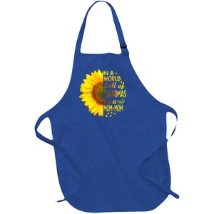 In A World Full Of Grandmas Be Momgiftmom Sunflower Gift Full-Length Apron With Pockets