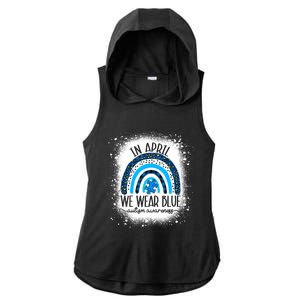 In April We Wear Blue Funny Puzzle Piece Autism Awareness Ladies PosiCharge Tri-Blend Wicking Draft Hoodie Tank