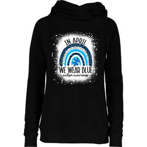 In April We Wear Blue Funny Puzzle Piece Autism Awareness Womens Funnel Neck Pullover Hood