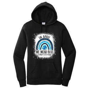 In April We Wear Blue Funny Puzzle Piece Autism Awareness Women's Pullover Hoodie