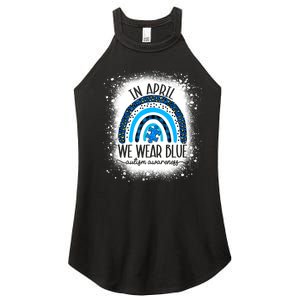 In April We Wear Blue Funny Puzzle Piece Autism Awareness Women's Perfect Tri Rocker Tank