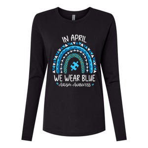 In April We Wear Blue Rainbow Autism Awareness Month Shirt Womens Cotton Relaxed Long Sleeve T-Shirt