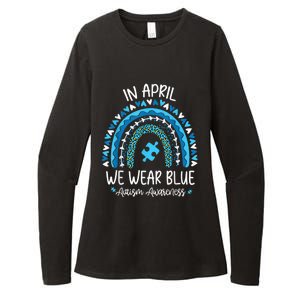 In April We Wear Blue Rainbow Autism Awareness Month Shirt Womens CVC Long Sleeve Shirt