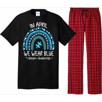 In April We Wear Blue Rainbow Autism Awareness Month Shirt Pajama Set