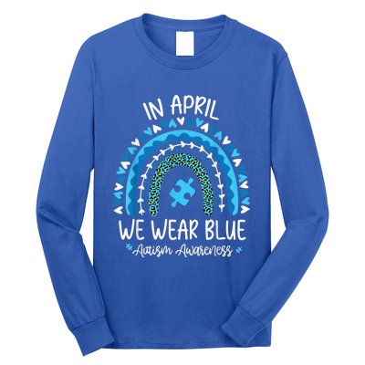 In April We Wear Blue Rainbow Autism Awareness Month Shirt Long Sleeve Shirt