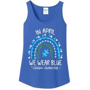 In April We Wear Blue Rainbow Autism Awareness Month Shirt Ladies Essential Tank