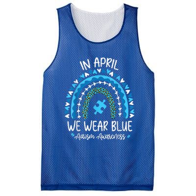 In April We Wear Blue Rainbow Autism Awareness Month Shirt Mesh Reversible Basketball Jersey Tank