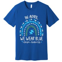 In April We Wear Blue Rainbow Autism Awareness Month Shirt Premium T-Shirt