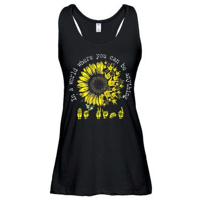 In A World Where You Can Be Anything Sunflower Deaf Ladies Essential Flowy Tank