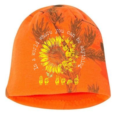 In A World Where You Can Be Anything Sunflower Deaf Kati - Camo Knit Beanie