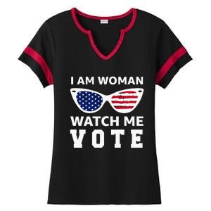 I Am Woman Watch Me Vote Ladies Halftime Notch Neck Tee