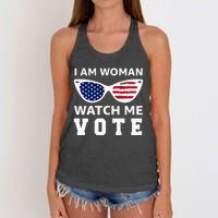 I Am Woman Watch Me Vote Women's Knotted Racerback Tank