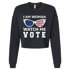 I Am Woman Watch Me Vote Cropped Pullover Crew