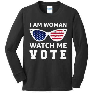 I Am Woman Watch Me Vote Kids Long Sleeve Shirt